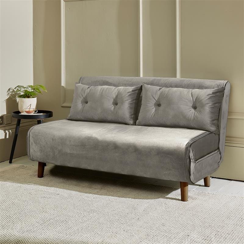 una-grey-2 Outlet - Una Double Sprung Sofa Bed - Grey - Velvet