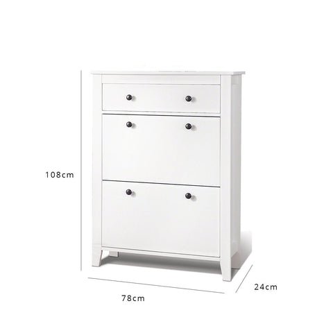 Sandhurst Shoe Cabinet - 3 Door - White 1 Sandhurst Shoe Cabinet - 3 Door - White
