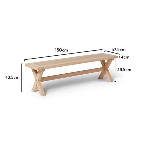 Charlotte Extendable Table 190cm with 2 150cm Dining Benches - Whitewash Oak