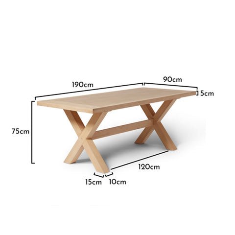 Charlotte 190cm Dining Table with 2 150cm Dining Benches - Whitewash Oak 1 Charlotte 190cm Dining Table with 2 150cm Dining Benches - Whitewash Oak