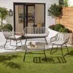 Wick Rattan Garden Sofa Set with Cream LED Premium Parasol - Light Grey - Image 3