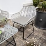 Wick Rattan Garden Sofa Set with Cream LED Premium Parasol - Light Grey - Image 4