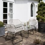 Wick Rattan Garden Sofa Set with Cream LED Premium Parasol - Light Grey - Image 6