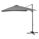 Wick Rattan Garden Sofa Set with Grey LED Premium Parasol - Light Grey - Image 7