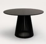 Willow Black Dining Table Set - 4 Seater - Freya Blue Dining Chairs - Black Oak Legs - Image 4