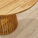 Willow 6 Seater Round Wooden Garden Set with 6 Hali Black Rope Chairs & Round Grey LED Parasol - Image 9