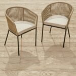 Willow 4 Seater Round Wooden Garden Dining Set - Hali Natural Chairs - Image 3