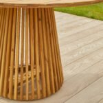 Willow 4 Seater Round Wooden Garden Dining Set - Hali Natural Chairs - Image 5