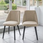 Willow Black Dining Table Set - 6 Seater - Freya Sand Dining Chairs - Black Legs - Image 2