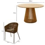 Willow 6 Seater Round Wooden Garden Dining Set - Hali Green Chairs - Image 7