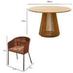 Willow 6 Seater Round Wooden Garden Dining Set - Hali Pink Chairs - Image 7