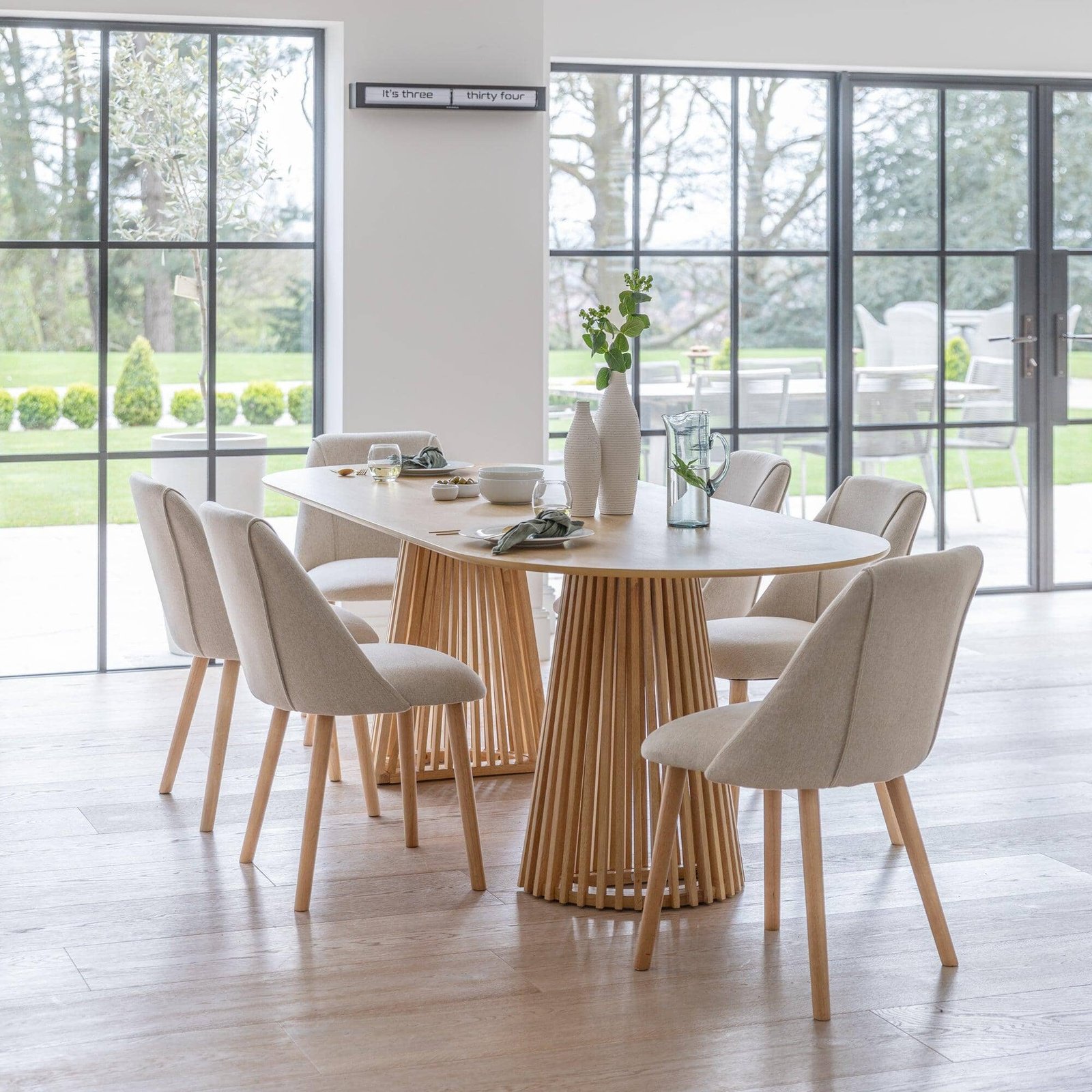 willow-6-seater-pale-oak-dining-table-set-freya-oatmeal-dining-chairs-laura-james-1 Willow Pale Oak Dining Table Set - 6 Seater - Freya Sand Dining Chairs - Whitewash Legs