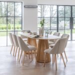 Willow Pale Oak  Dining Table Set - 8 Seater - Freya Sand Dining Chairs - Whitewash Legs