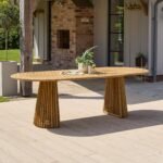 Willow 6 Seater Wooden Garden Dining Set with 6 Hali Natural Rope Chairs - Image 3