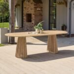 Willow 8 Seater White Acacia Oval Garden Dining Set with Cove Pink Rope Chairs - Image 3