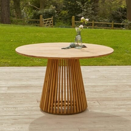 Willow Round Wooden Garden Table -  White Acacia