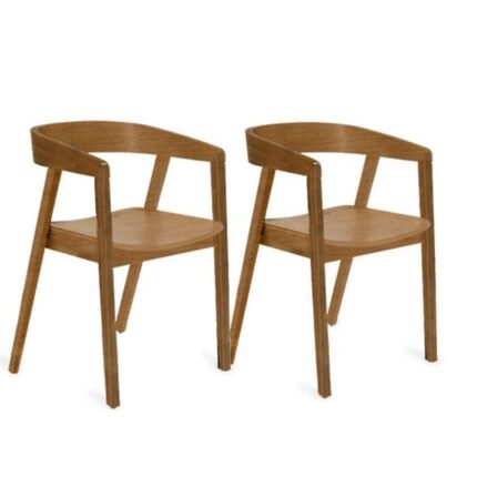 Ella Oak Wood Dining Armchairs - Set of 2