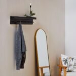 Outlet - Willow Wooden Coat Rack with Shelf - Black