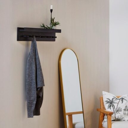 Willow Wooden Coat Rack with Shelf - Black