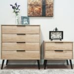 Asher Light Oak 2 Drawer Side Table with Black Legs - Image 2