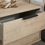 Asher Light Oak 2 Drawer Bedside Table with Black Legs - Image 2