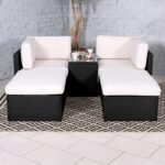 Rattan Multipositional Lounge Set with Console - Image 11
