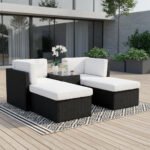 Rattan Multipositional Lounge Set with Console - Image 9
