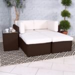 Rattan Multipositional Lounge Set with Console - Image 4