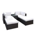Rattan Multipositional Lounge Set with Console - Image 14
