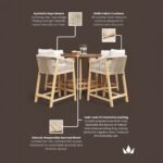 Roma FSC Bar Set 100cm High Table With 4 Deluxe Bar Stools - Image 10