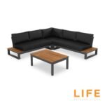 LIFE Soho Corner Lounge with Teak Coffee Table and Side Tables - Image 2