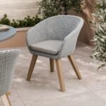 Luna 4 Seater Round Concrete Dining Set with Sol Rattan Dining Chairs - Image 3