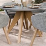 Luna 4 Seater Round Concrete Dining Set with Sol Rattan Dining Chairs - Image 2