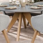Luna 6 Seater Round Concrete Dining Set with Sol Rattan Dining Chairs - Image 2