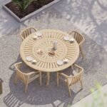 Maris 4 Seater Round Dining Table Set with Riven Chairs - Image 3