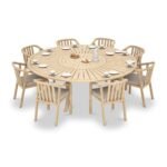 Maris 8 Seater Round Dining Table Set with Riven Chairs - Image 2
