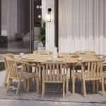 Maris 8 Seater Round Dining Table Set with Riven Chairs - Image 4