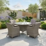 Paris 4 Seat 110cm Lux Rattan Dining Set