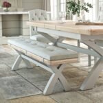 Penzance Stone Grey Cross Leg Bench - Image 4