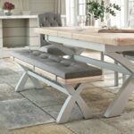 Penzance Stone Grey Cross Leg Bench - Image 2