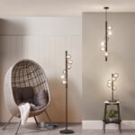 Blair Smoked Glass Ball and Black Metal Table Lamp - Image 3