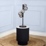 Blair Smoked Glass Ball and Black Metal Table Lamp - Image 2