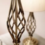 Jenna Antique Brass Metal Twist Detail Floor Lamp - Image 3