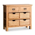 Surrey Oak Console Table with Baskets