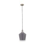 Emmanuelle Antique Silver Metal and Smoke Glass Pendant