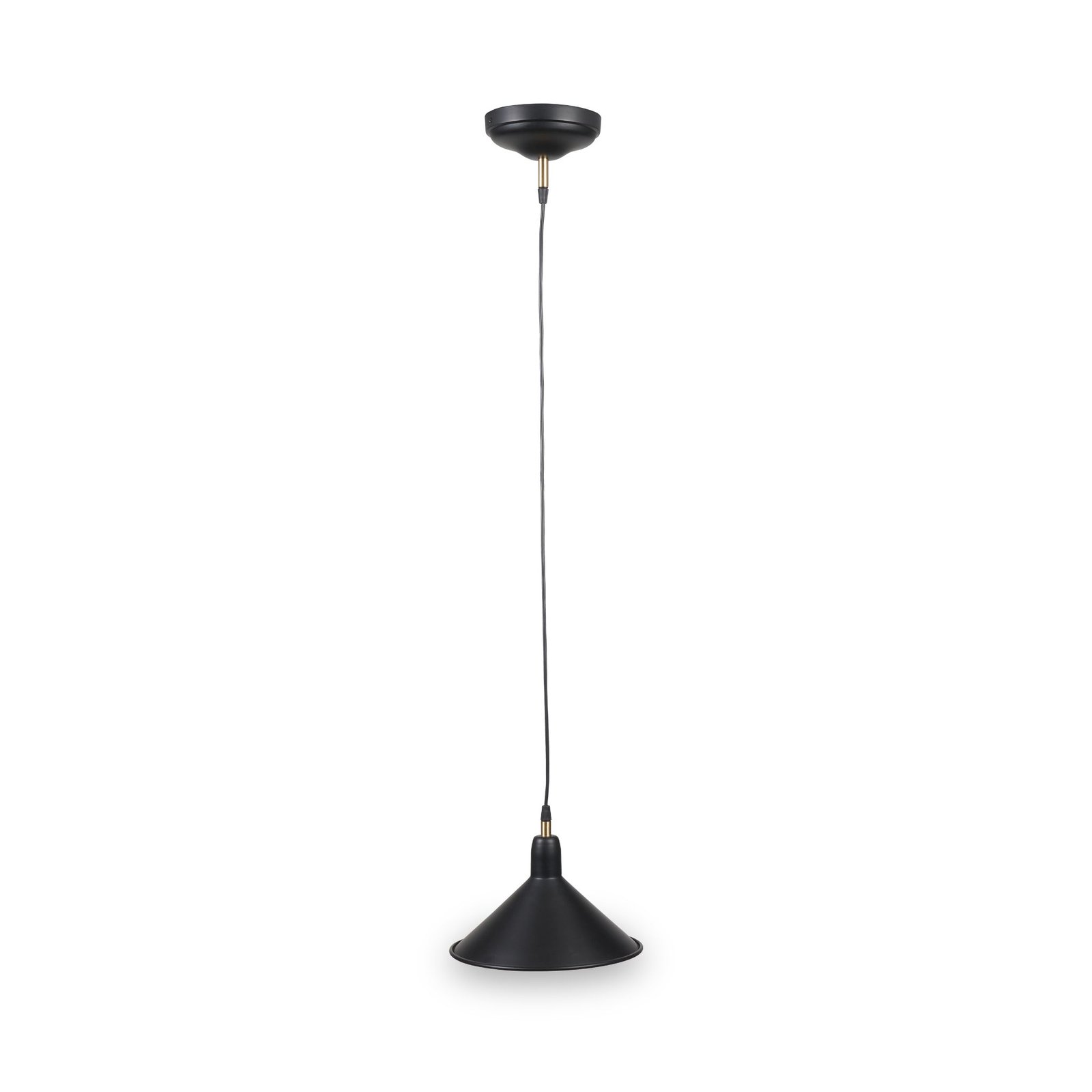 RF35-386-Canton-Matt-Black-and-Brass-Metal-Cone-Pendant-Front1 Canton Matt Black and Brass Metal Cone Pendant - Image 1