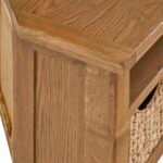 Zelah Oak Corner TV Stand with Baskets - Image 7