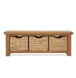 Zelah Oak Bench with Baskets - Image 4