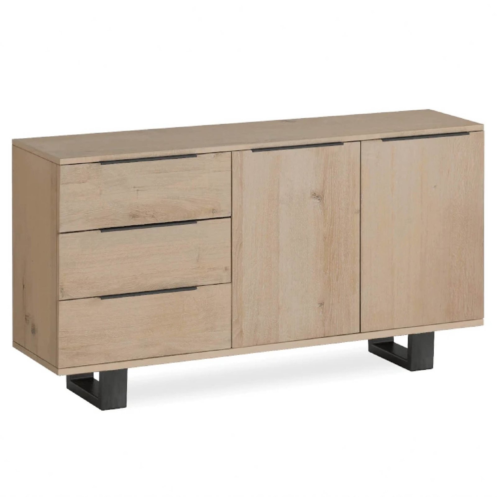 RF3925-oak-mill-small-sideboard-metal-base-white-oil-metal-base-roseland-furniture-1_6d6c6368-19f3-40da-9d5a-bd0fd0170c0f Oak Mill Oiled Small Sideboard - Image 1