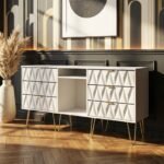 Geo 6 Drawer Sideboard with Gold Hairpin Legs - Image 2